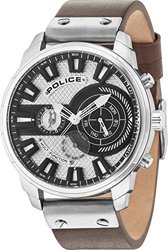 Police Herren Armbanduhr Multi Zifferblatt Quarz Leder PL15217JS.04A