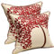 ZUODU Cushion Cover 2PCS 45cmx45cm Embroidered Cotton Linen Decorative Red Pillow Cover Cushion Case Pillow Case - The Tree of Life (Red with Frame) (RED-2PC)