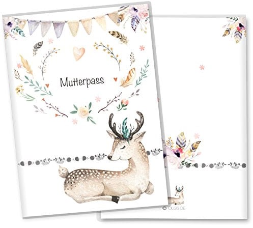 OLGS Mutterpasshülle 3-teilig Boho Freunde | Baby Schwangerschaft Geschenkidee Schutzhülle für den Mutterpass | Für werdende Mütter (Mutterpass-Hülle ohne Personalisierung, REH)
