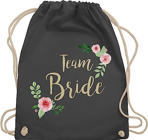 Turnbeutel Rucksack - Team Bride I Crew Bride Tribe - Unisize - Dunkelgrau - junggesellinnenabschied braut turn beutel jungesellinnenabschied frau outfit jungesellenabschied blätter stoffbeutel