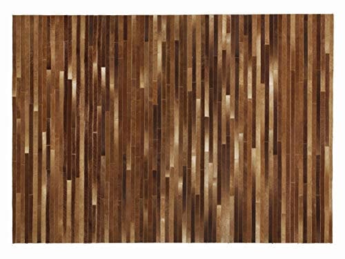 Mein Teppichmarkt Teppichträume werden wahr! MUHKUH Fell Rinderfell Lederteppich Patchwork in h.braun, Größe: 140x200 cm