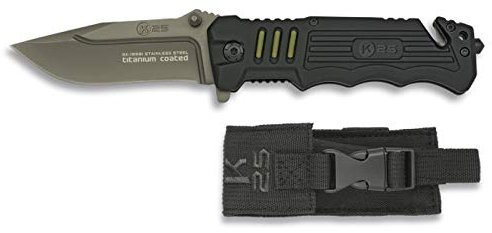 K25 K25-19581 - Navaja Negra. Rubber Coated. h: 8.7 - Herramienta para Caza, Pesca, Camping, Outdoor, Supervivencia y Bushcraft
