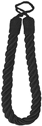 QPC DIRECT Twisted Cord Simple Plain Modern Thick Rope Curtain Tie Back, 60cm (Black)