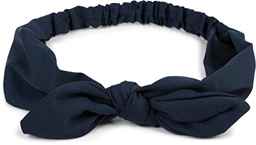 styleBREAKER Damen Haarband einfarbig mit Schleife und Gummizug, Stirnband, Headband, Pinup, Rockabilly, Haarschmuck 04026035, Farbe:Dunkelblau