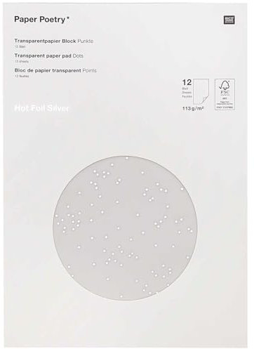 Rico Design Transparentpapier Punkte 12 Stück DIN A4 113g/qm Silber Silber