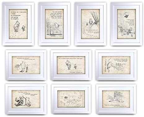 HWC Trading FR Winnie the Pooh All 10 Sammlung von A3 gerahmte Printed Quote Kinderzimmer Baby Duscheck Geschenke New Born Schlafzimmer-Druck-Foto-Bilderrahmen Anzeige drucken