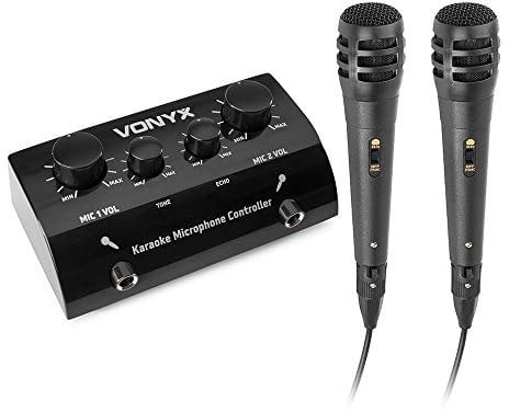 Vonyx AV430B Karaokeanlage, Karaoke Set mit 2X-Karaokemikrofon und Mischpult – Schwarz