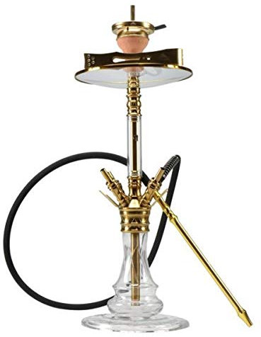 THE HOOKAH MEDUSA - HANDCUT SET Shisha Hookah 55cm V2A Edelstahl Komplettset Wasserpfeife Adapter Molassefänger Mundstück Kaminaufsatz 18/8 Kopfschliff, GOLD