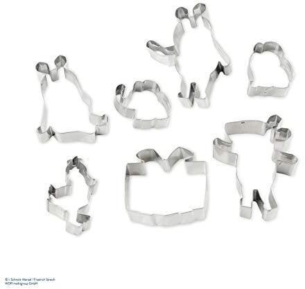 Dr. Oetker Ausstecher-Set DieMaus, langlebige Maus-, Elefanten-, Geschenk- & Enten-Form, vielseitige Ausstechformen, Tiereausstecher aus hochwertigen Edelstahl (Farbe: Silber), Menge: 1 x 7er Set