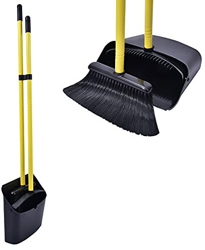 Jekayla Besen und Kehrschaufel Set, Kehrmaschine und Kehrschaufel Combo mit 137cm Langem Ausziehbarem Griff für die Haushaltsreinigung, Schwarz
