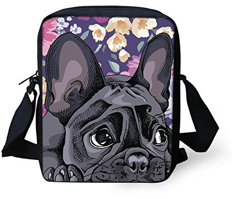 Binienty Kinder-Umhängetasche, kleine Umhängetasche, Handtasche, für Reisen, Schule, Wandern, Schwarzer Boston Terrier, Einheitsgröße
