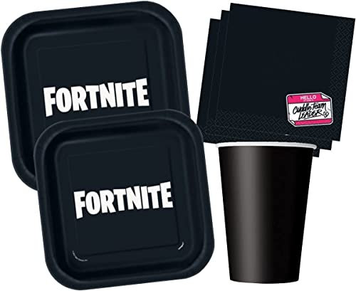 Kit de fête 8 personnes avec 8 assiettes, 8 verres et serviettes