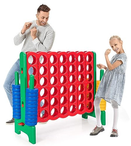 DREAMADE Riesen 4 Gewinnt Spiel, Strategiespiel für Kinder und Erwachsene, 4 in Einer Reihe, Brettspiel Spielzeug Gesellschaftsspiel 2 Spieler, Vier in Reihespiel Kinderspiel (Rot + Grün)