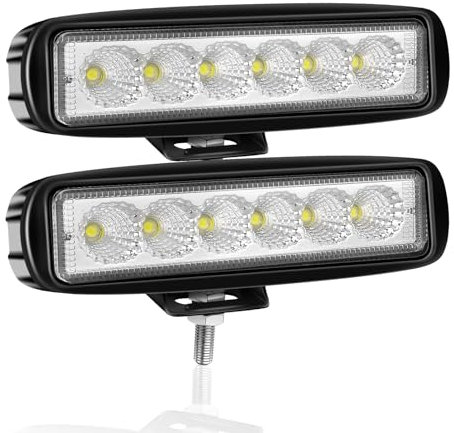 PICAA 2 Stücke 6 Zoll 18W LED Arbeitsscheinwerfer, Flut Strahl 12V 24V 6000K Weiß Led Nebelscheinwerfer für Auto Offroad 4X4 Traktor LKW
