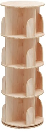 Bear Qiaqia 360 Grad Drehbares Bücherregal, 4 Etagen, Modernes Holzregal für Bücher, Wohnzimmer, Arbeitszimmer