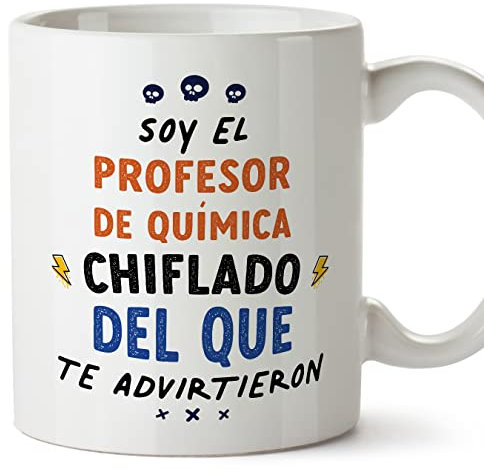 MUGFFINS Tazas para PROFESOR DE QUÍMICA hombre - En Español - Todos te advirtieron - 11 oz / 330 ml - Regalo original y divertido