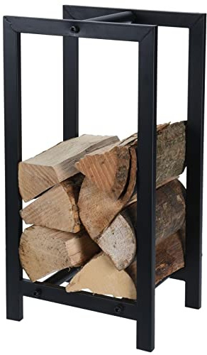 Berkeley Log & Firewood Holder - Black Power Coated Steel Fireside Furniture - 60cm (H) x 22cm (W) x 30cm (L)