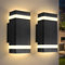 CANMEIJIA LED Wandleuchte, Außenwandleuchten IP65 Wasserdicht Außenleuchten Veranda Licht Haustür Lampe Modern Aluminium Schwarz 3000K Inklusive 4 * 6W GU10 für Garten Flur Bad etc（2PCS）