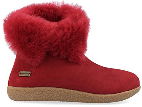 HAFLINGER Lammfell Leder Hausschuhe Lemmi Unisex Stiefel Rot (Sangria 11), Gr 45