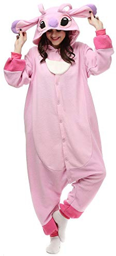FunnyCos Pyjama unisexe à capuche pour adulte - Pour Halloween et cosplay, Stitch Rose, S