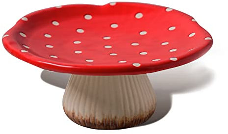 RESVUGA Fungo Cake Stand, 9 in Polka Dot Security Piatto di esposizione ceramica tavolo da servizio, piatto da cena carino, pasta per più.