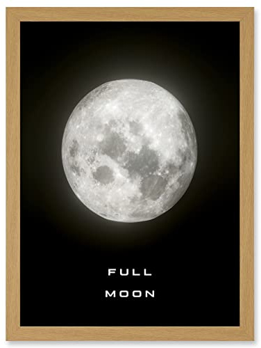Artery8 Phases of the Moon Astronomy Full Moon Lunar Space Poster Artwork Framed Wall Art Print A4