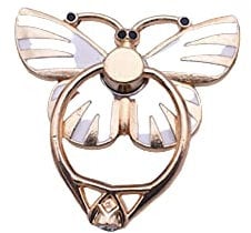 RK TECH Phone Ring Bracket holder, Butterfly Diamond Shape Finger Grip Stand Holder Ring Car Mount Phone Ring Grip Smartphone Ring stent Tablet (Butterfly White)