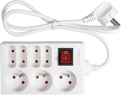 Multiprises - Rallonge - Bloc de 7 prises électriques - Avec interrupteur
