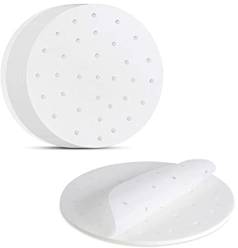 150 Hojas Papel Freidora Aire Papel Pergamino Redondo Papel de Vaporizador 18 cm Papel Para Freidora de Aire Redondo, Antiadherente, Pergamino Perforado para Air Fryer, Cesta de Vapor