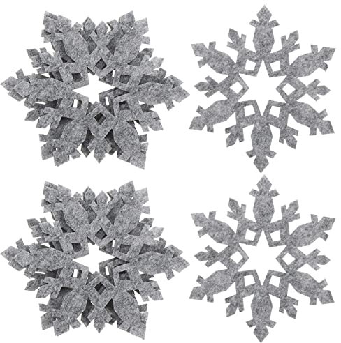 ABOOFAN 12 Stück Weihnachts-Schneeflocken-Filzuntersetzer Für Tassen Tischsets Filzbechermatten Geschirrmatten Teller Paletten Tischdecken Untersetzer Für Küche Party Heimdekoration Grau