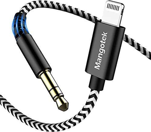 Mangotek Ersatz-Aux-Kabel für iPhone, MFi zertifizierter iPhone-AUX-Adapter 3,5-mm-Stecker AUX-auf-Lightning-Kabel im Auto Stereo-Audiokabel für iPhone 14 13 12 11 Pro Max 7 8 Plus SE X XS XR