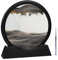 DBREAKS 3D Sandbilder zum Drehen, Dynamisches Sandbild, Fließende Sandmalerei runder Glas Rahmen, Bewegliche Sandkunst Landschaft, Desktop Dekoration für Erwachsene Kinder,Schwarz/7