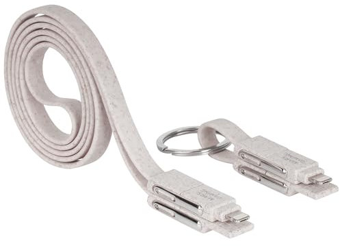 Mars Gaming MCA-ECO, Pack 2x Cables de Carga ECO Fibra de Trigo, Cable USB 1m + Cable Llavero Magnético, Transferencia Datos y Carga Rápida 3.1A 50W, Cable Antienredos USB-C/USB-A/MicroUSB/Lightning