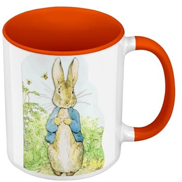 Mug de Couleur Qualité Premium Orange - Petter Rabbit Dans Son Jardin Pierre Lapin Illustration Enfant Beatrice Potter - Tasse avec anse et intérieur de couleur