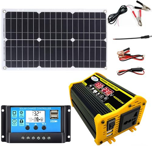 Kit de panneaux solaires 3000W avec batterie et onduleur, contrôleur de charge solaire 18 W, 12 V, kit complet de panneaux solaires avec onduleur solaire (A)