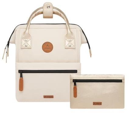 CABAIA Wasserdichtes Rucksack 12L - MOLLE-System und Trendiges Design für Männer und Frauen - Robustes Nylon, Gepolsterter Komfort - Ideal für Reisen, Schule, Arbeit - Beige, Weiß