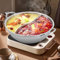 Edelstahl Hot Pot mit Teiler, Shabu Shabu Topf Hotpot Kocher mit Trennwand und Glasdeckel, Kochtopf-Set für Induktionsherde, Gasherde, und Backöfen, 28 x 7cm