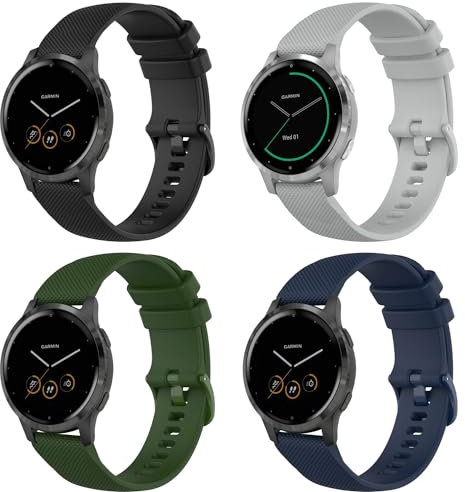 Issinlky bracelet pour Garmin Venu 2S/Venu 3S/Vivomove 3S/Vivoactive 4S, 18mm Bracelet silicone souple pour Fossil Ladies Gen 6/Gen 5E/Fossil Ladies Venture HR Gen 4/Gen 3/Withings Steel HR 45mm