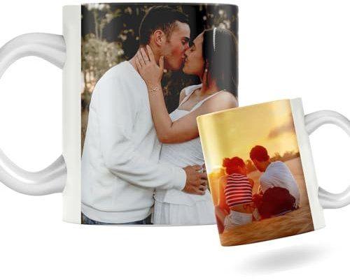 Taza de cerámica personalizada con foto. Taza personalizada para San Valentín con frase. Regalo original personalizado. (3 fotos)