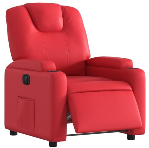 vidaXL Relaxsessel, Sessel mit Liegefunktion Elektrisch, Fernsehsessel Liegesessel für Wohnzimmer, Ruhesessel Polstersessel, Rot Kunstleder
