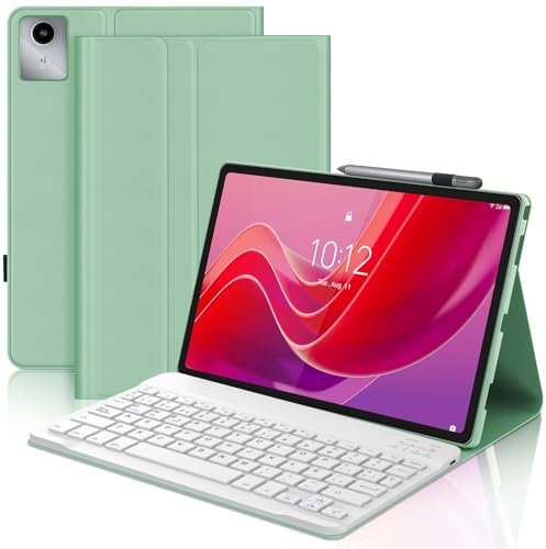 Funda con Teclado para Lenovo Tab M11 11, Español Ñ Teclado Bluetooth Inalámbrico Desmontable con Funda Protectora Delgada para Tablet Lenovo Tab M11 11 Pulgadas 2024(TB330FU/TB330XU), Verde Claro
