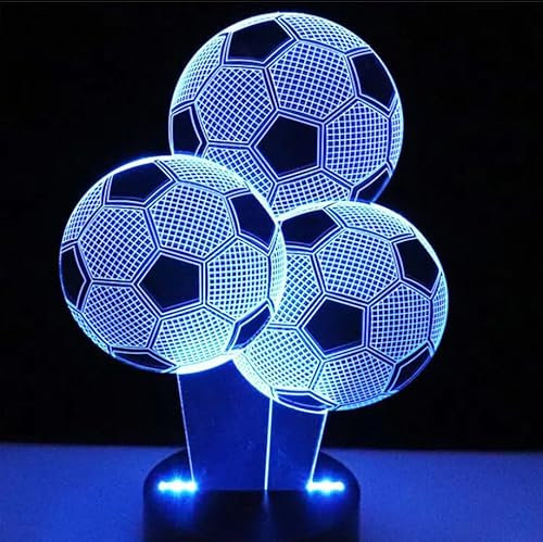 YverLand LED-Lampe in Form von 3 Fußbällen, 16 Farben und Fernbedienung. Sportliche Dekoration für Schlafzimmer und Schreibtische. Geschenk zur Kommunion, Geburtstag, Könige und Partys