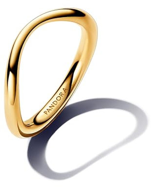 PANDORA Essence Organisch Geformter Bandring aus Sterling Silber mit vergoldeter Metalllegierung, Größe: 56, 163314C00-56