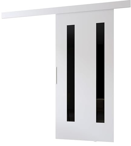 MINIO go for it - Schiebetür Komplettset CLEAN H Schiebetüren 96 cm Breit | Wandmontage, Schiebetürsystem, Zimmertüren - Weiss Matt
