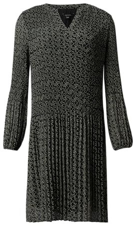 Comma Plissiertes Chiffon-Kleid mit V-Ausschnitt