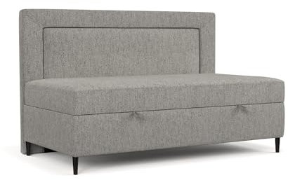 maison de reve - Boxspringbett Demi 80x200 cm, Taschenmatratze H3 (19 cm Hoch), mit Bettkasten und Kopfteil, Einzelbett, Webstoff, Grau Farbe
