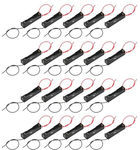 sourcing map Battery Holder Box 1 x AAA, 1 Slots 5.31 Wire Lead for AAA-Batteries Holder Box Container, 30Pcs