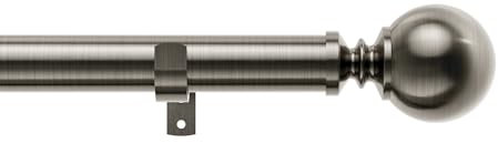 Eson Casa Curtain Pole Extendable 210 to 300cm(82-118), 28 mm Diameter Adjustable Curtain Rod with 60mm Metal Ball Finials for Eyelet Curtains, Heavy Duty Decorative Windows Rod, Black Nickel