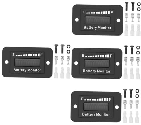 Angoily 4 Ensembles Compteur De Batterie De Véhicule Électrique Jauge De Batterie Compteur Dispositif D'Affichage De Batterie Outil De Mesure De Batterie Chariot De Golf Outil D'Affichage