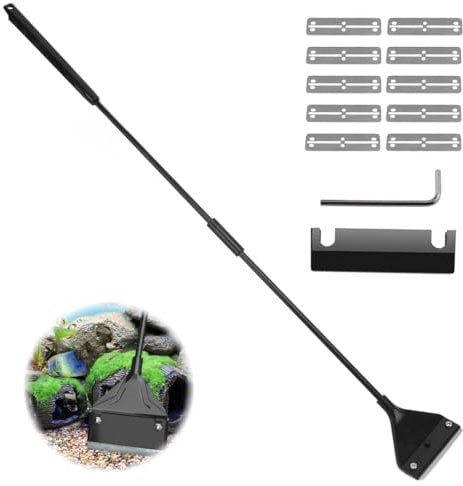 QJIBOVM Algae Scraper Algae Cleaner Tool Algae Scraper Fish Tank Scraper with 10 Blades Aquarium Glass Scraper Fish Tank Scraper Cleaner for Glass Aquarium Cleaning Algae Scraper for Glass Tank